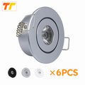 Plafonnier — 6 pièces LED Mini lumière vers le bas 3W 1W Dimmable Spot lumières encastrées AC85-265V plafonnier en aluminium 52mm