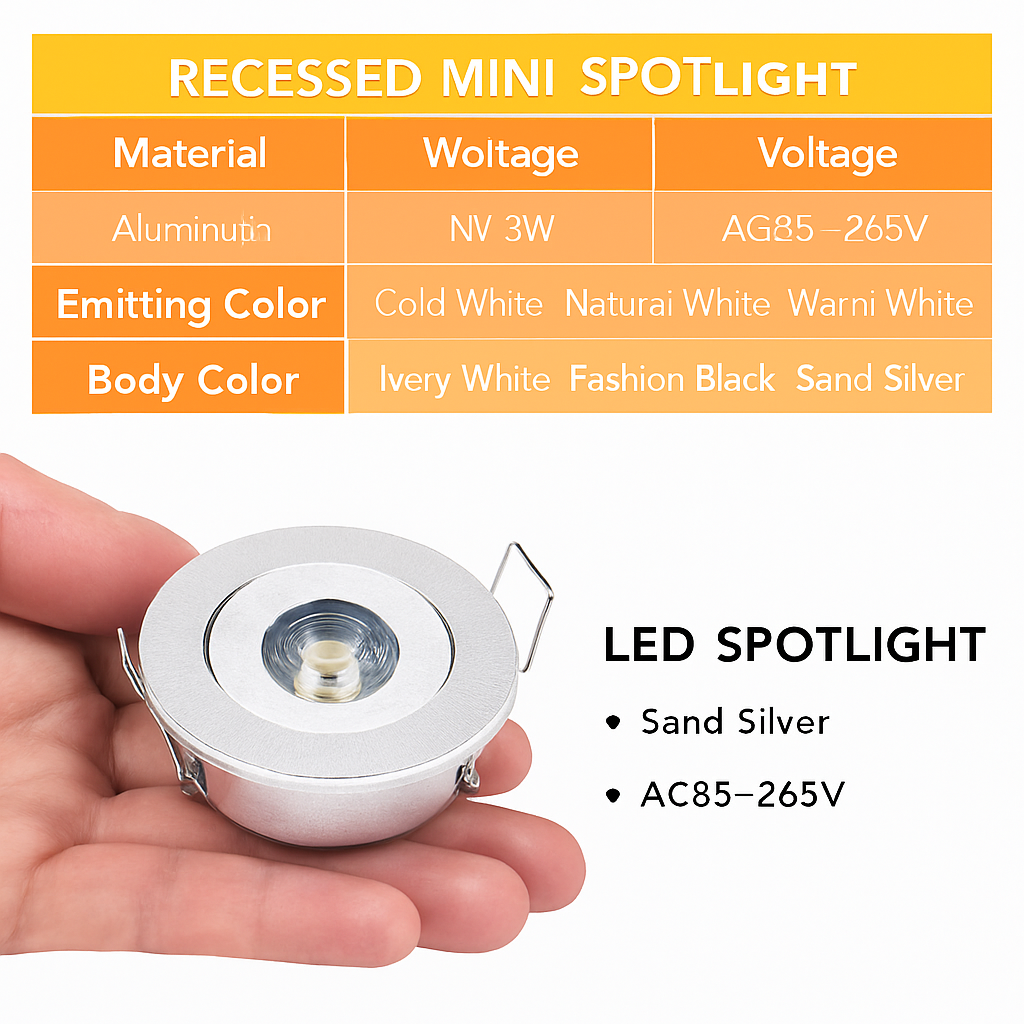 Plafonnier — 6 pièces LED Mini lumière vers le bas 3W 1W Dimmable Spot lumières encastrées AC85-265V plafonnier en aluminium 52mm