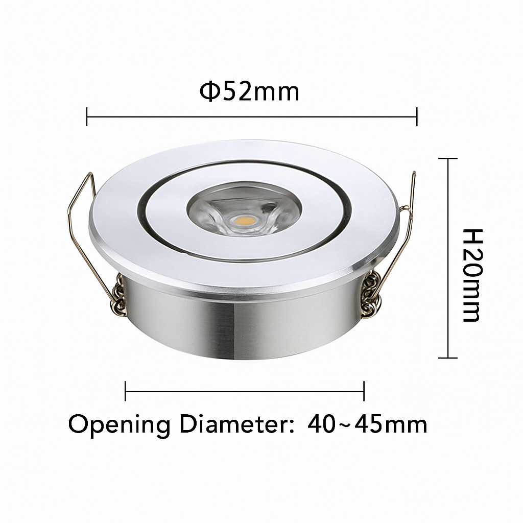 Plafonnier — 6 pièces LED Mini lumière vers le bas 3W 1W Dimmable Spot lumières encastrées AC85-265V plafonnier en aluminium 52mm