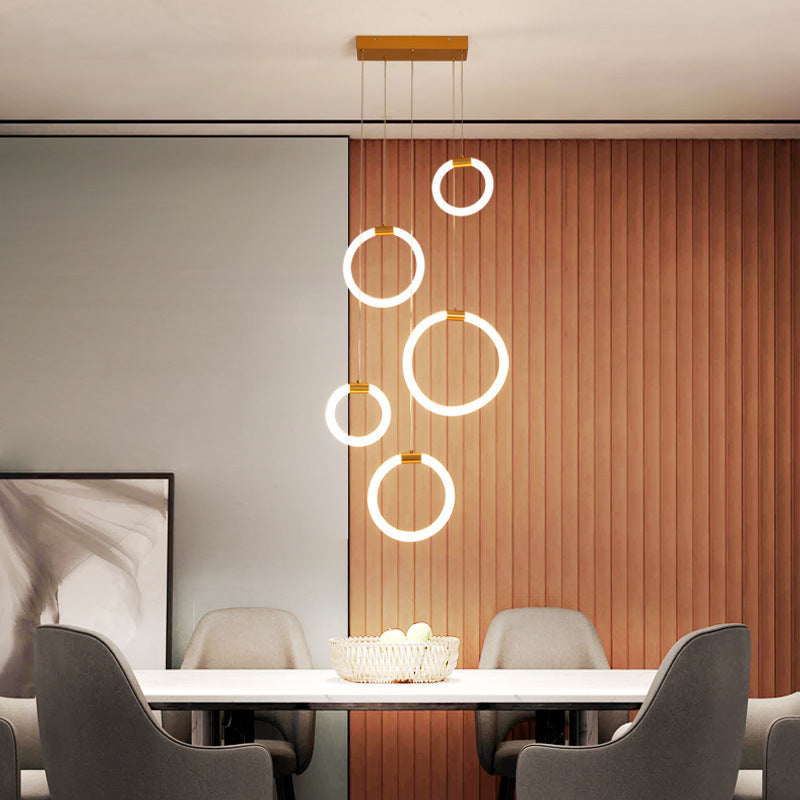 Valentina Luminaires Suspension LED Anneau Simple, Métal, Or, Salon - Neutralighting