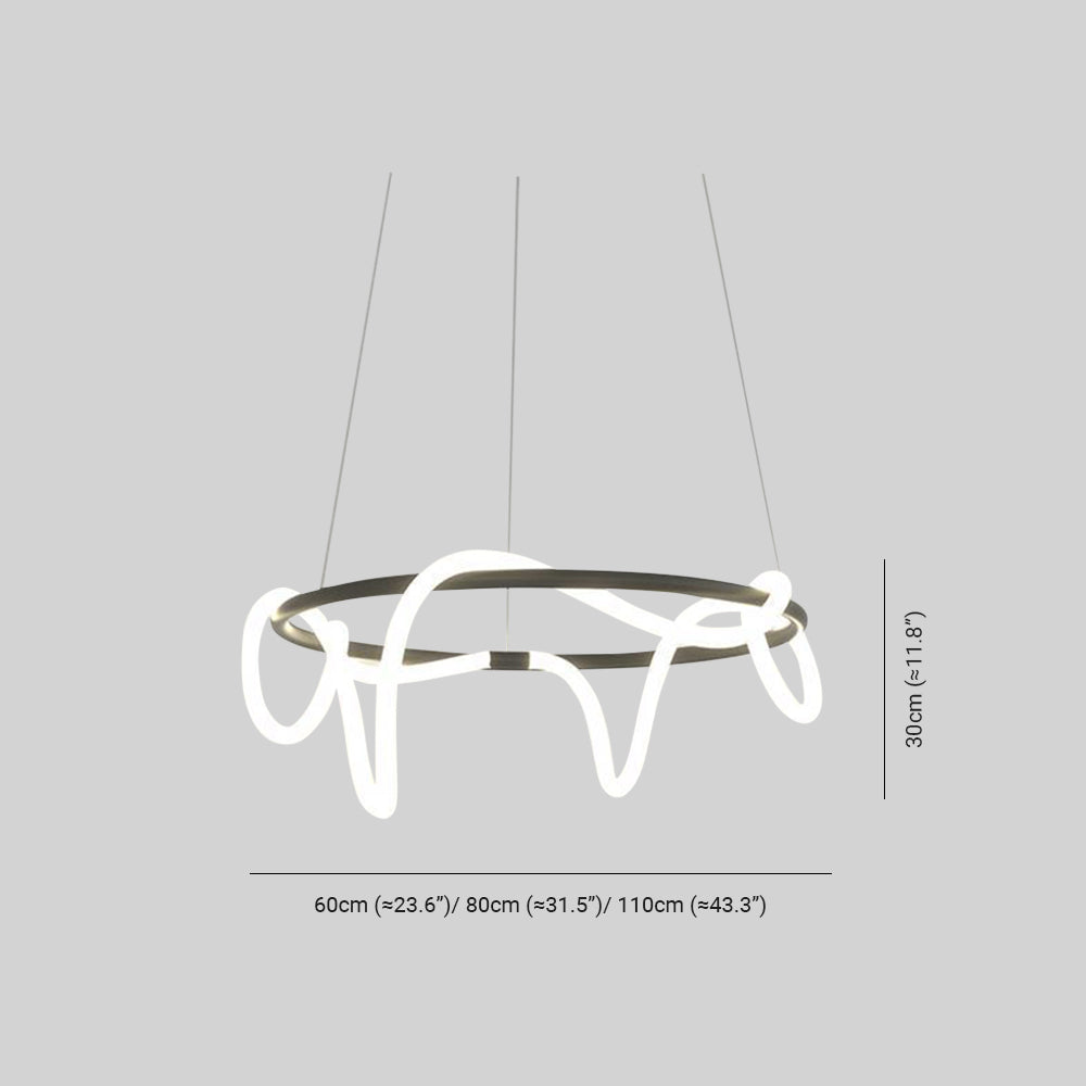 Xania Suspension Courbe/linéaire LED Postmoderne. Métal. Or/Noir. Salon - Neutralighting
