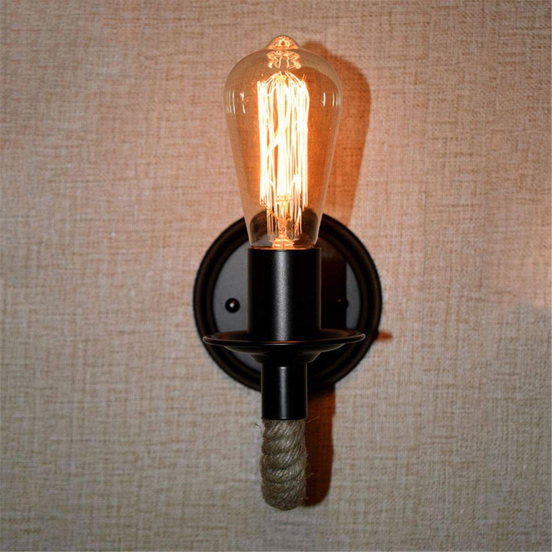 Epoch Applique Murale Moderne Vintage Métal Noir/Corde Couloir - Neutralighting