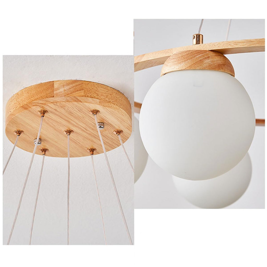 Valentina LED Suspension Bois Verre Blanc Salon/Chambre À Coucher - Neutralighting