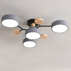Arisha Plafonnier Rond Moderne, Métal/Bois, Blanc/Vert/Gris, Salon - Neutralighting