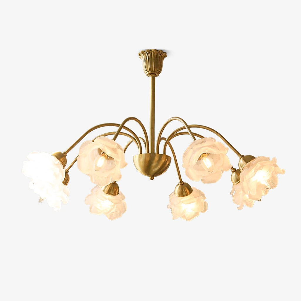 Lustra Chandelier Laiton Verre Rose Floral - Neutralighting