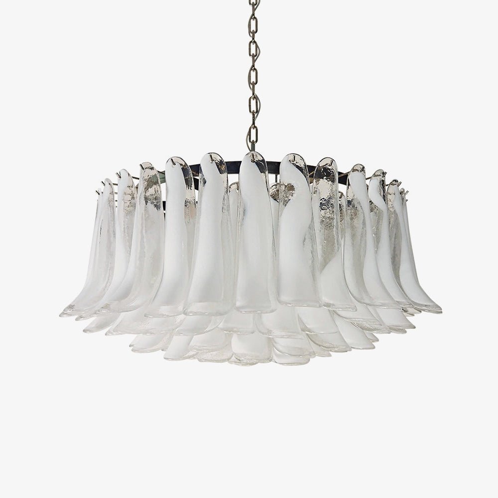 Aurora Chandelier Pétale en Verre de Murano Blanc Élégant - Neutralighting