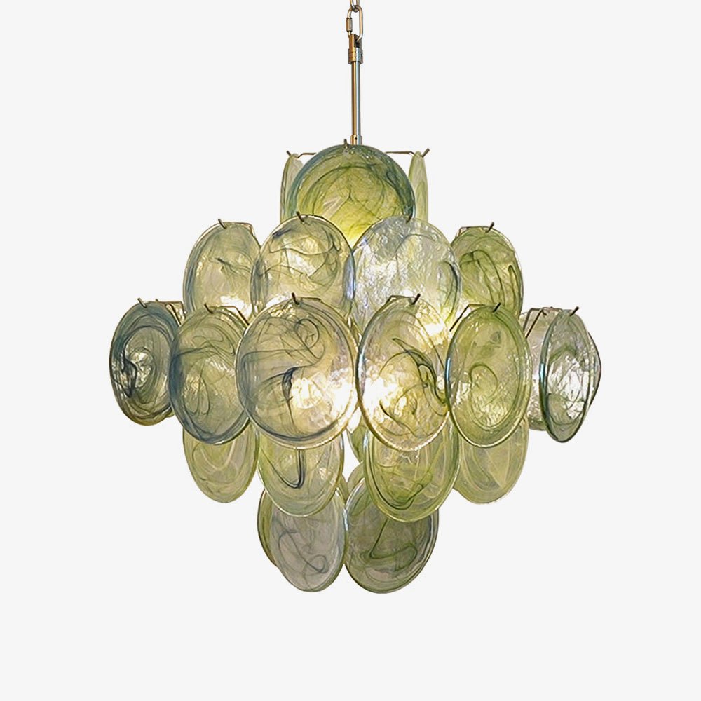 Aurora Chandelier Disque en Verre de Murano Vert Nature - Neutralighting