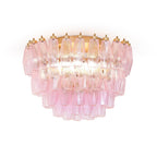 Aurora Lampe de Plafond en Verre de Murano Poliedri Rose - Neutralighting