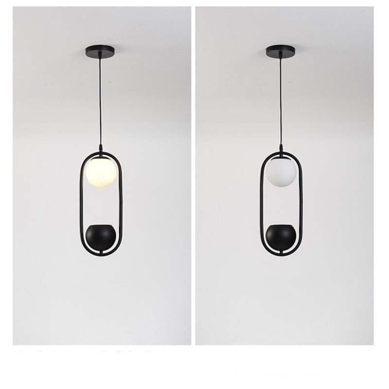 Ritta Suspension Globe Simple, Métal/Acrylique, Noir/Blanc, Chambre à Coucher/Cuisine - Neutralighting