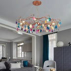 Valentina Art LED Suspension Doré Rosé Métal Pierre d'Agate Salon - Neutralighting