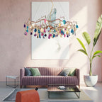 Valentina Art LED Suspension Doré Rosé Métal Pierre d'Agate Salon - Neutralighting