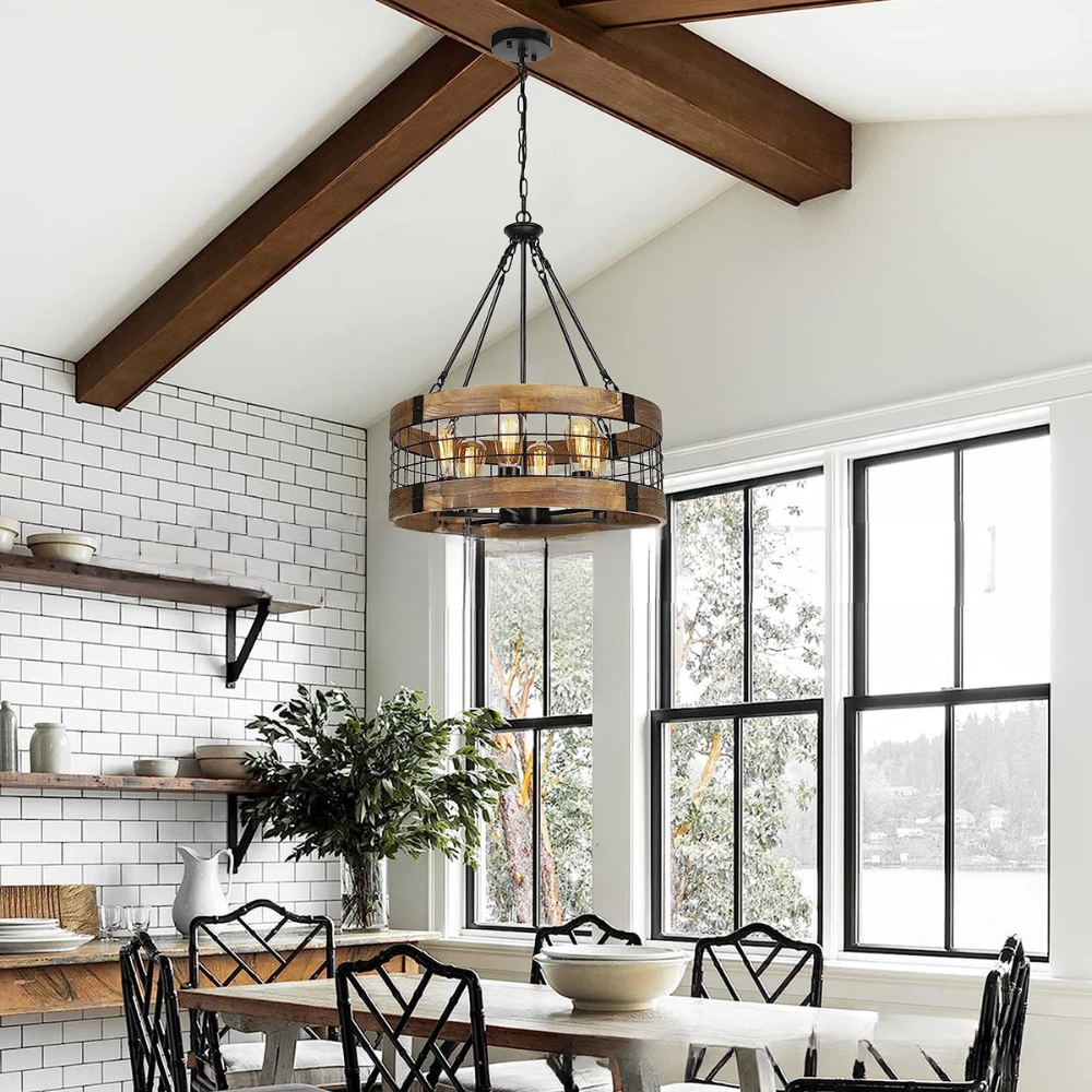 Silva Industriel LED Suspension Bois Métal Salon - Neutralighting