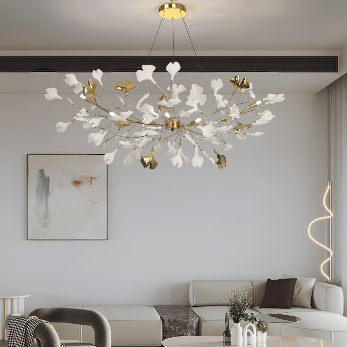 Olivia Lustre Moderne et Luxueuse, Métal/céramique, Or, Salon/Chambre à Coucher - Neutralighting