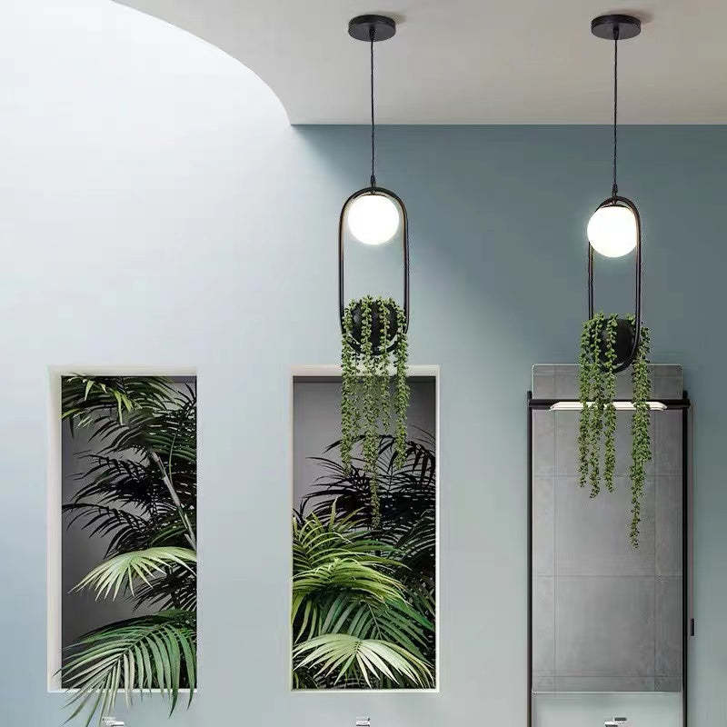 Ritta Suspension Globe Simple, Métal/Acrylique, Noir/Blanc, Chambre à Coucher/Cuisine - Neutralighting