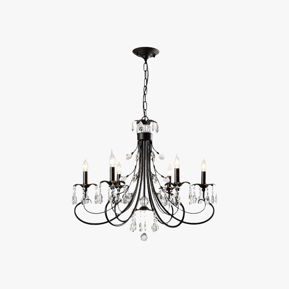 Silva LED Suspension Noir Métal Cristal Salle à manger Salon - Neutralighting