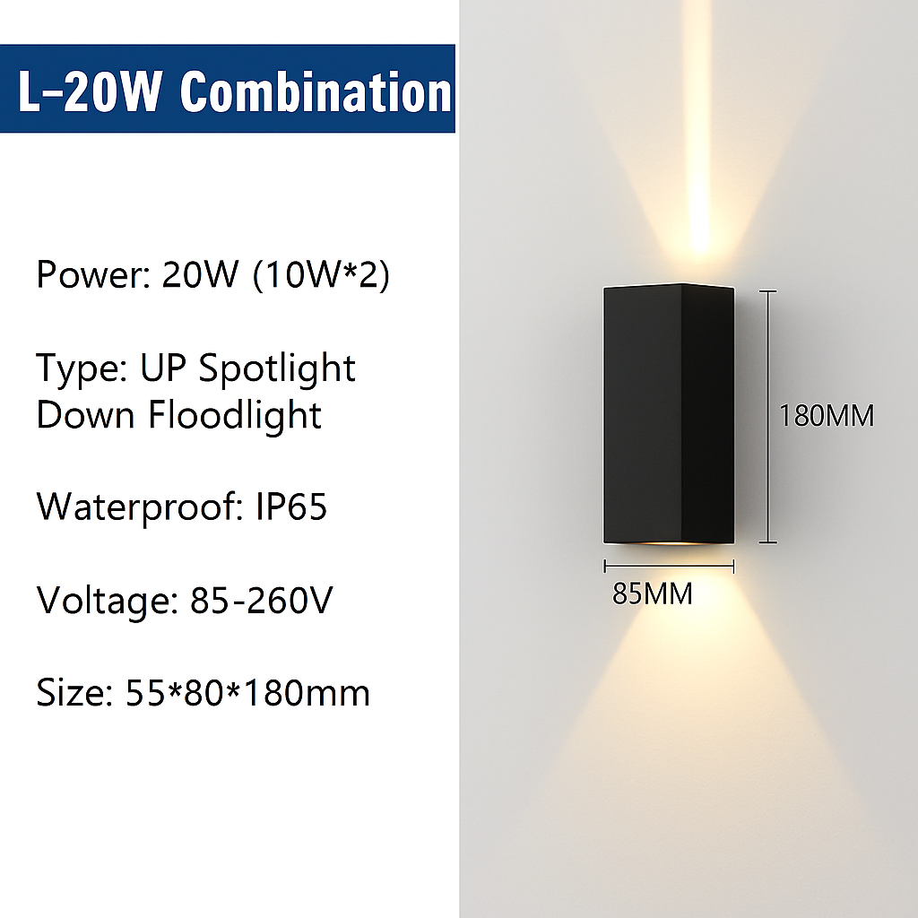 Spot — 6W 10W 20W Outdoor LED Wall Lights Up and Down Narrow Beam COB Aluminium Wall Sconces Porch Light Garden Waterproof Spotlight