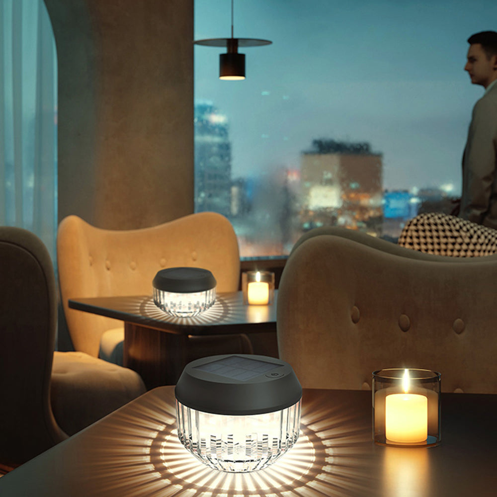 Ray Lampe de Table Ronde Moderne, Acrylique, Noir, Jardin - Neutralighting