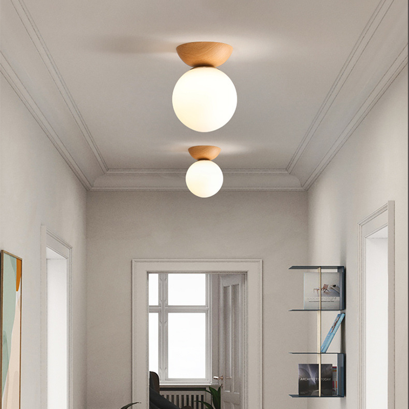 Valentina Nordique Japonais Glob LED Plafonnier/Suspension Métal Verre Chambre à coucher, Burlywood - Neutralighting