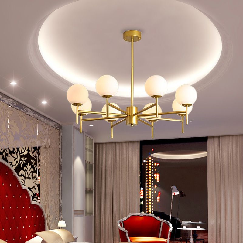 Valentina Bulle Moderne LED Lustre Noir/Doré Métal/Verre Chambre à Coucher - Neutralighting