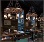 Epoch Ronde Vintage LED Lustre Bois/Métal/Verre Salon Cuisine - Neutralighting