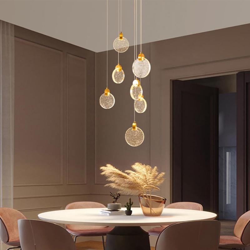 Kristy Suspension Ronde Nordique, Métal/Cristal, Doré, Escalier/Salon - Neutralighting