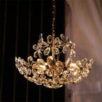 Ray Rétro Vintage Or Fleur Cristal Suspension Chambre À Coucher - Neutralighting