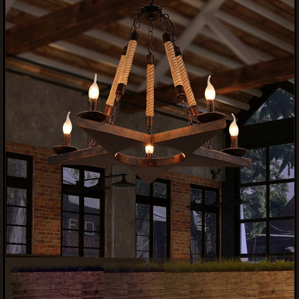 Epoch Lustre Pentagramme Ancienne Métal Rouille/Corde Café/Restaurant - Neutralighting