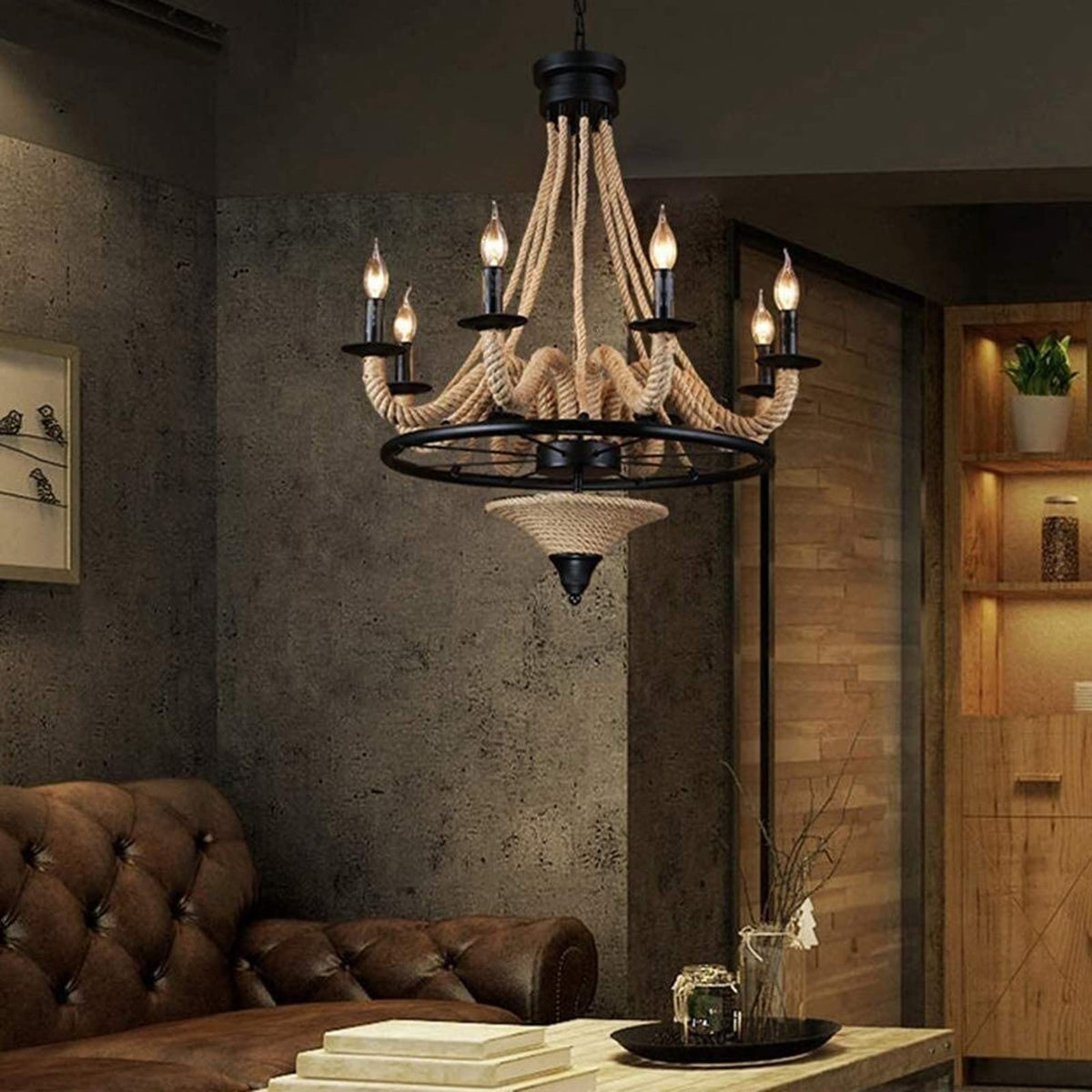 Epoch Suspension LED Vintage Métal Noir/Barre de Corde - Neutralighting