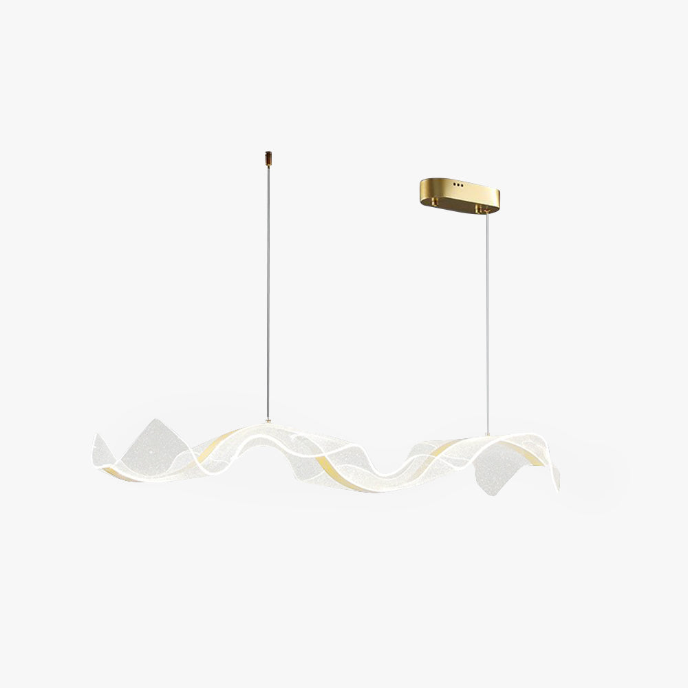 Yela Luminaires Suspensions Vague Moderne Métal/Acrylique Blanc/Doré Salon - Neutralighting