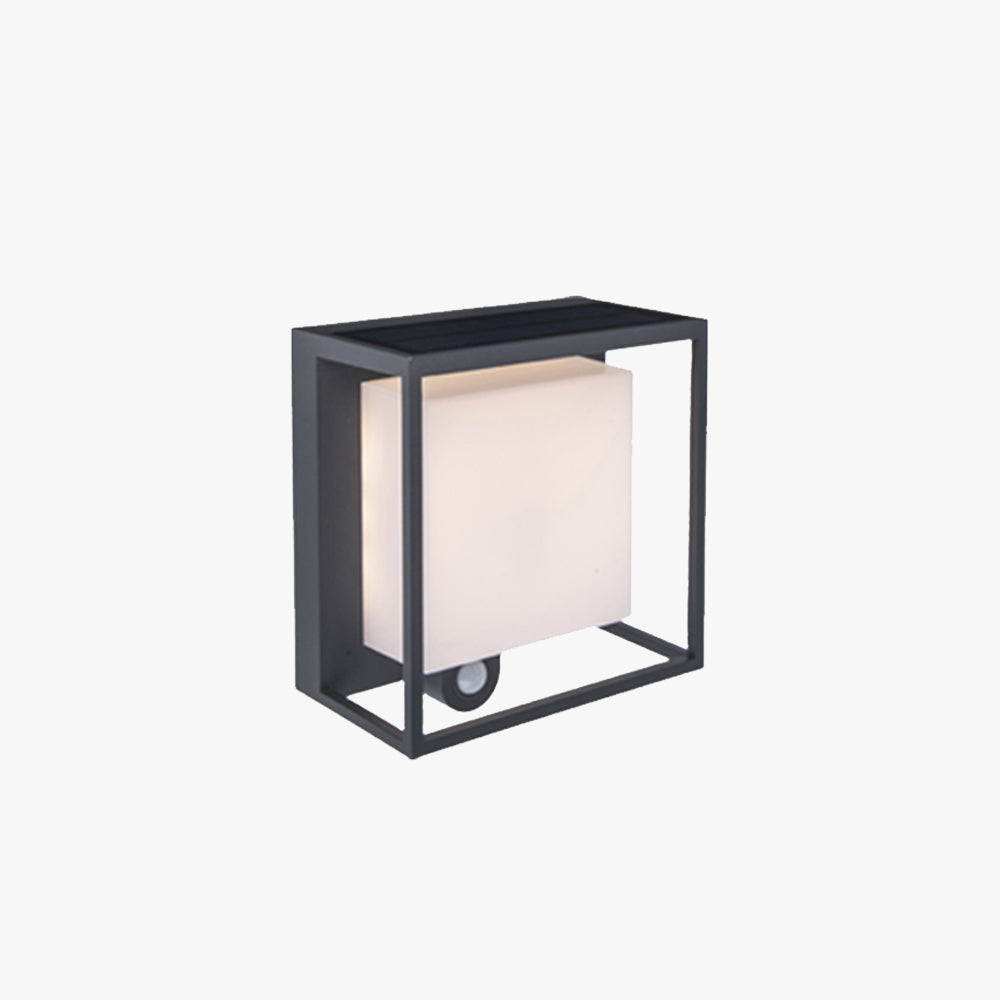 Ray Applique Murale Moderne Rectangulaire Solaire, Acrylique, Noir, Extérieur - Neutralighting