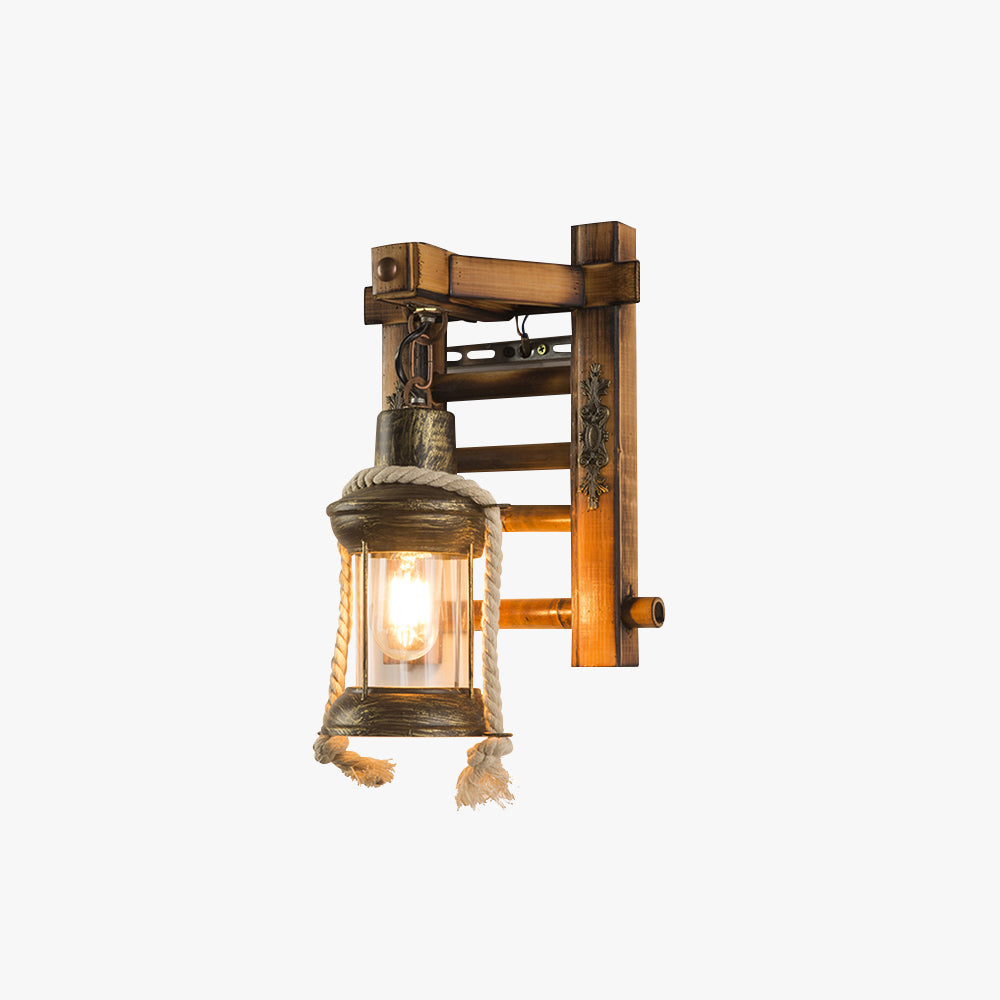 Epoch Applique Murale en Forme de Lanterne, Métal et Corde de Chanvre - Neutralighting