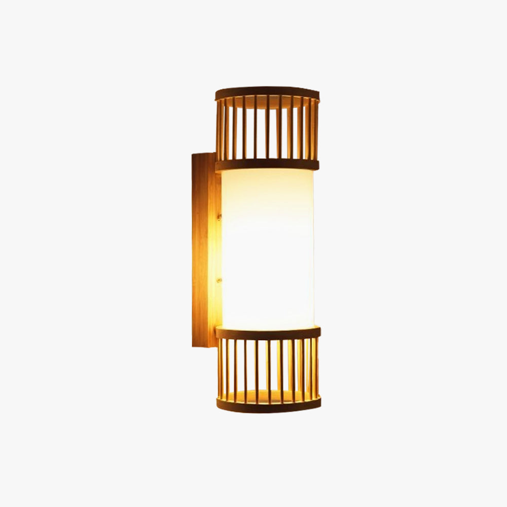 Muto Applique Murale Lanterne Vintage, Rotin/Acrylique, Brun, Salon - Neutralighting