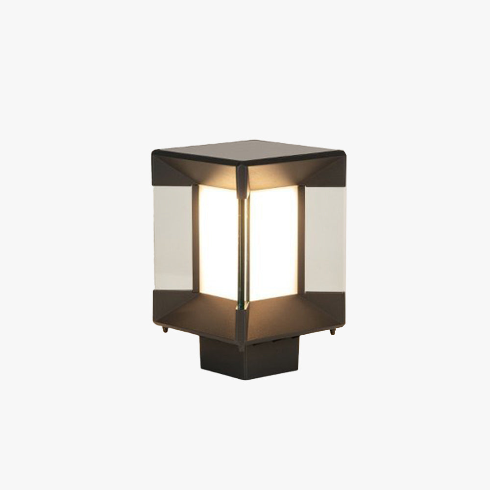 Ray Lampe de Poteau Rectangulaire Moderne, Métal/Verre, Noir/Or, Balcon - Neutralighting