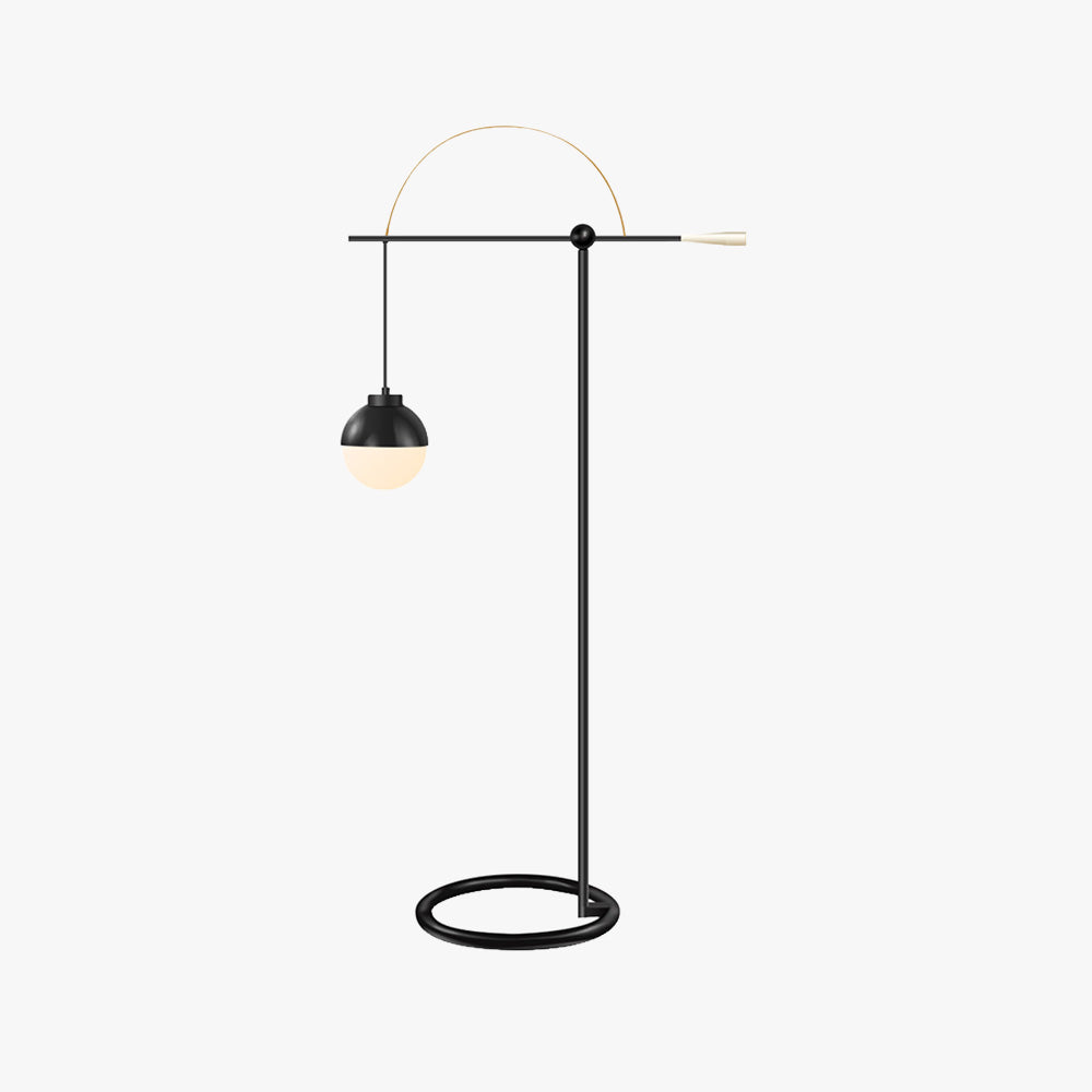 Valentina Design Lampadaire Rond Nordique Métal/Verre Noir Bureau/Chambre - Neutralighting