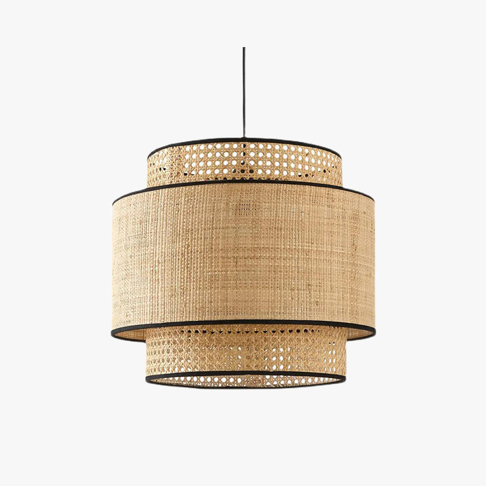 Ritta Suspension Cylindre Naturelle, Metal/Rotin, Bois, Salon - Neutralighting