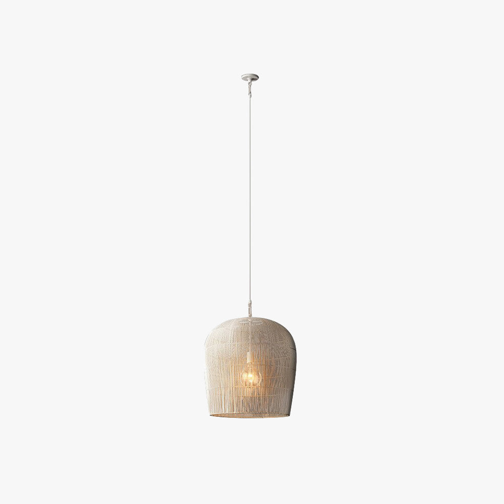 Ritta Suspension Cylindre Moderne, Metal/Rotin, Blanc/Noir, Salon - Neutralighting
