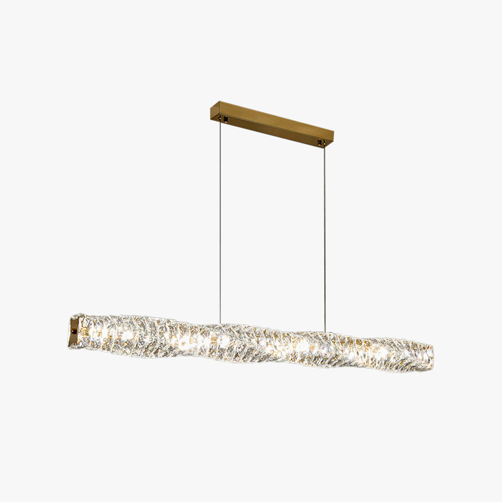 Kristy Suspension Linéaire Simple, Acier/Cristal, Or/Argent, Bar/Cuisine - Neutralighting