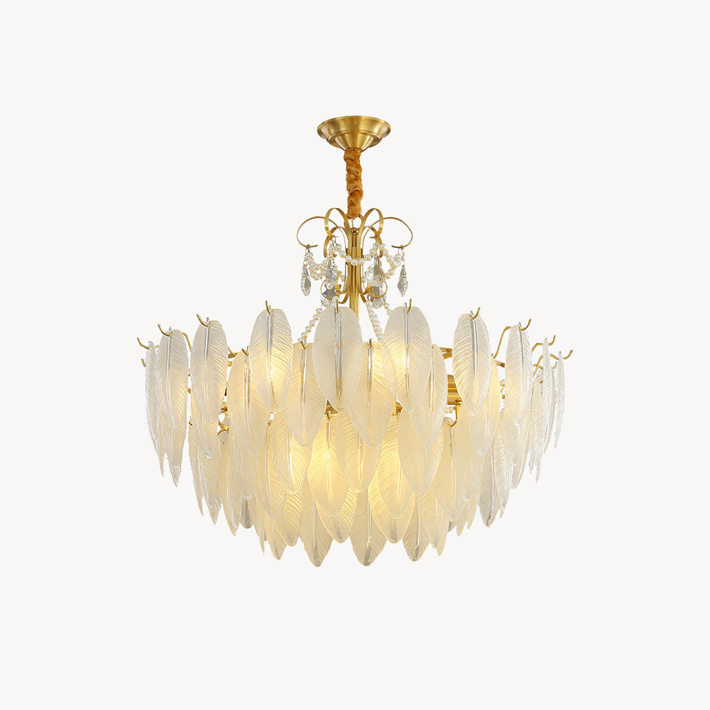 Kristy Suspension Plume Moderne, Cuivre/Verre, Doré, Salon - Neutralighting