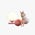 Aria Applique Murale Boule Moderne, Métal/Verre, Rose/Blanc, Chambre d'enfants - Neutralighting