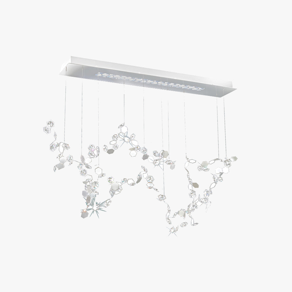 Olivia Supension Irrégulière Moderne, Métal/Cristal, Argent, Salle à Manger - Neutralighting