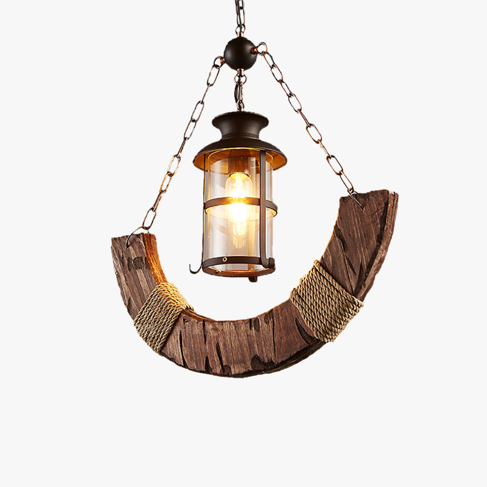 Epoch Suspension Lanterne Retro, Metal/Bois, Noir/Marron, Chambre - Neutralighting