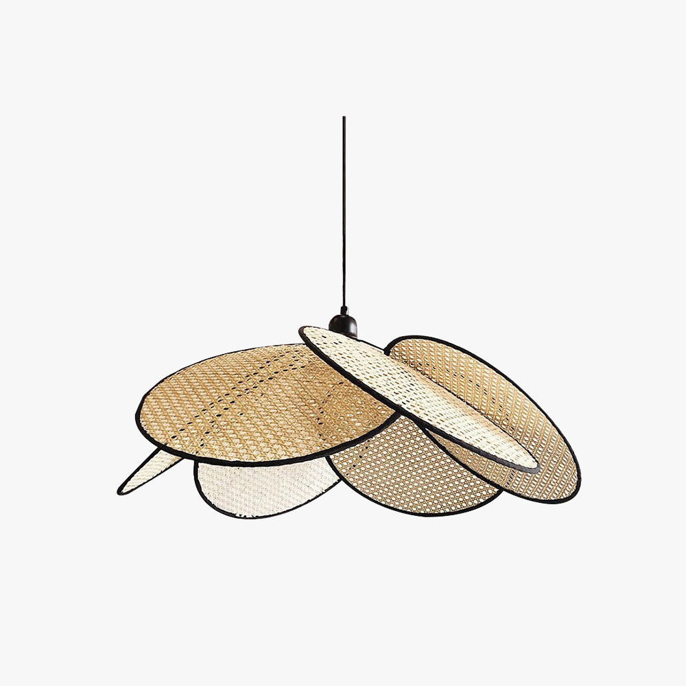 Ritta Suspension Fleur Moderne, Métal/Rotin, Noir/Blanc, Salon - Neutralighting