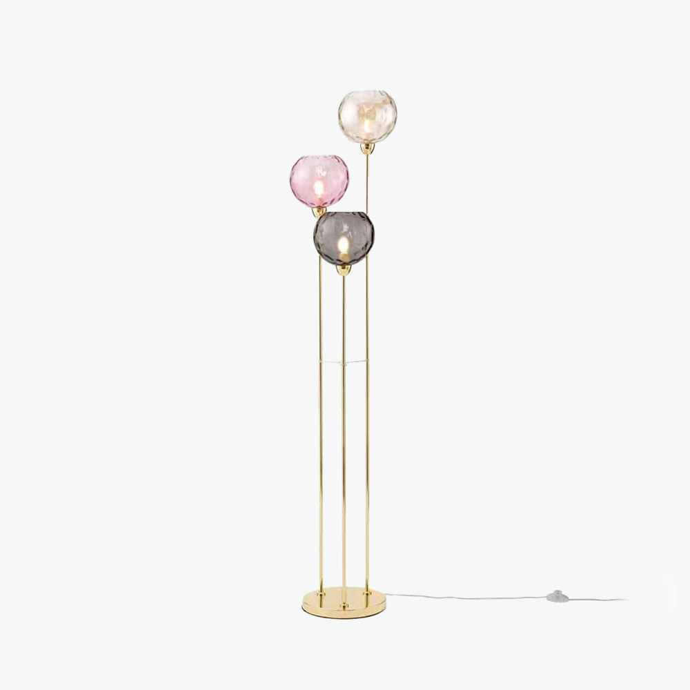 Valentina Lampadaire Boule Moderne, Métal/Verre Mat, Rouge-Gris/Orange-Bleu, Salon - Neutralighting