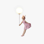 Aria Applique Murale Moderne en Forme de Ballon et de Fille, PV, Rose, Chambre à coucher - Neutralighting