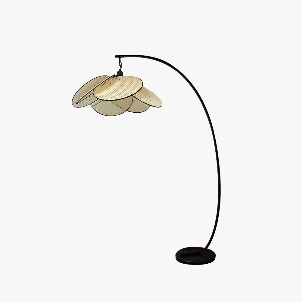 Ritta Lampadaire Fleur Naturel, Métal/Rotin, Beige, Salon/Chambre - Neutralighting