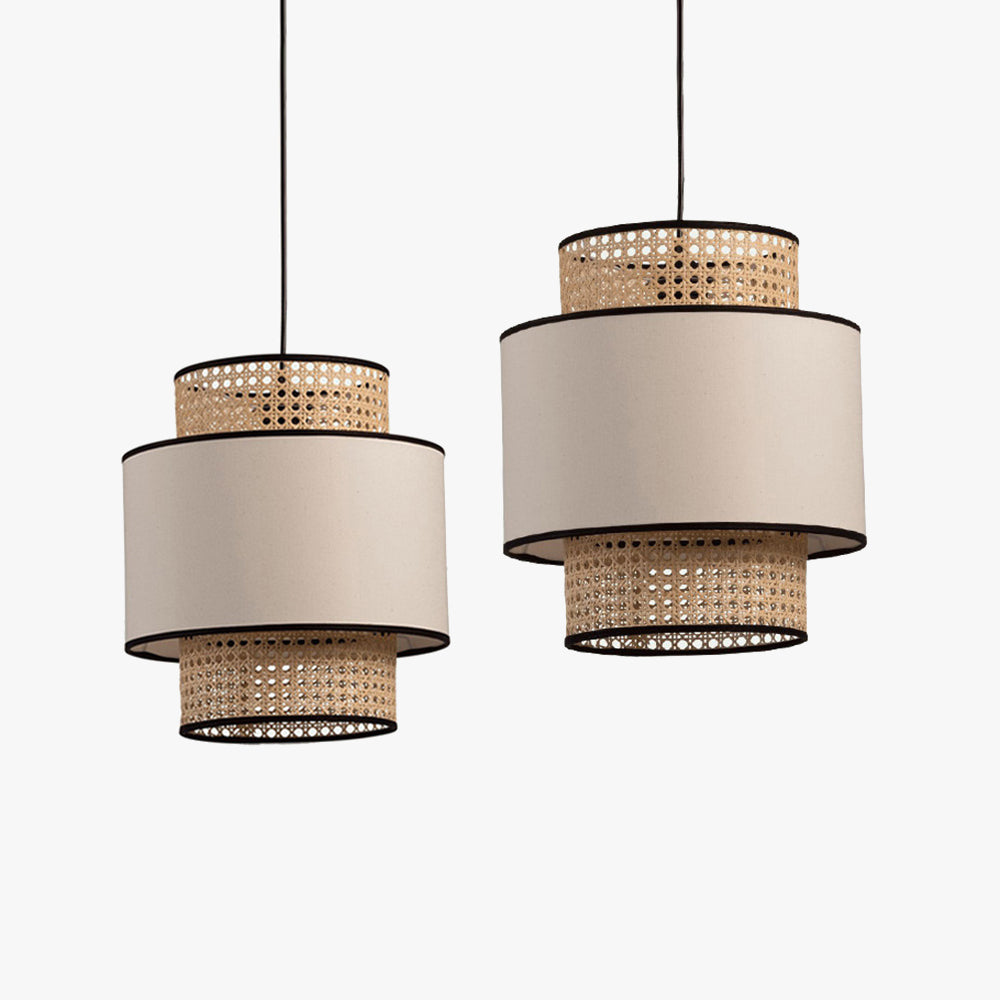 Ritta Suspension Cylindre Retro, Tissu, Beige, Salon - Neutralighting