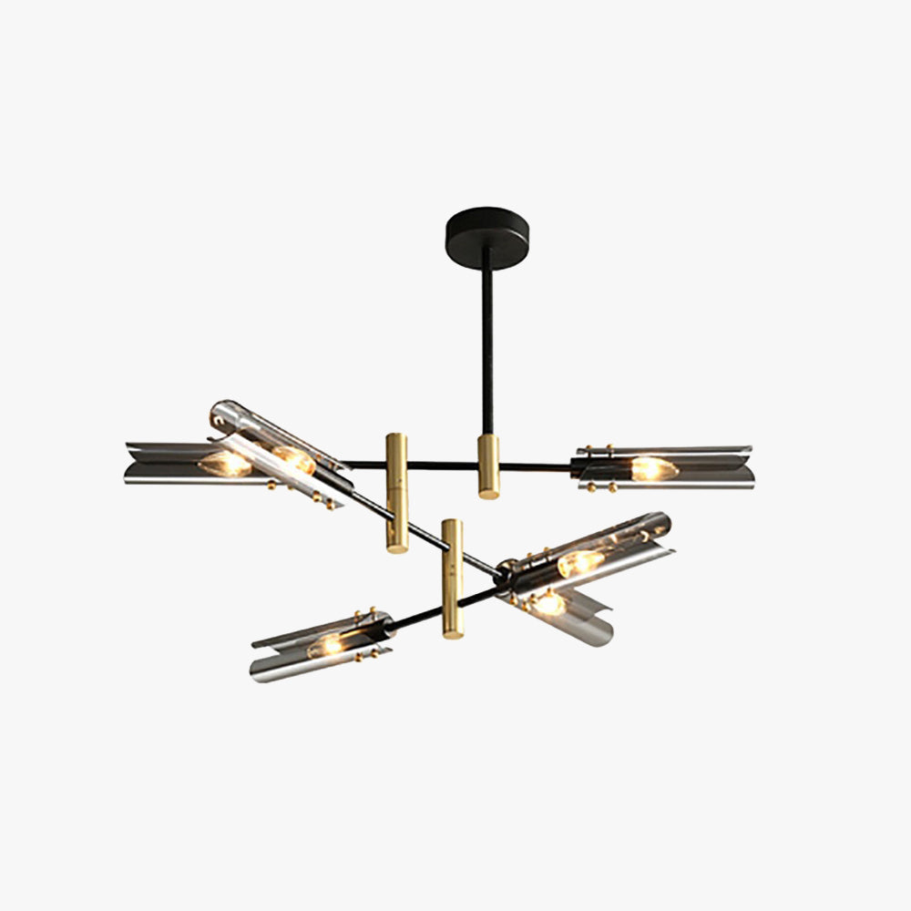 Arisha Plafonnier Linéaire Moderne, Métal/Verre, Gris Fumé/Ambre, Salon - Neutralighting