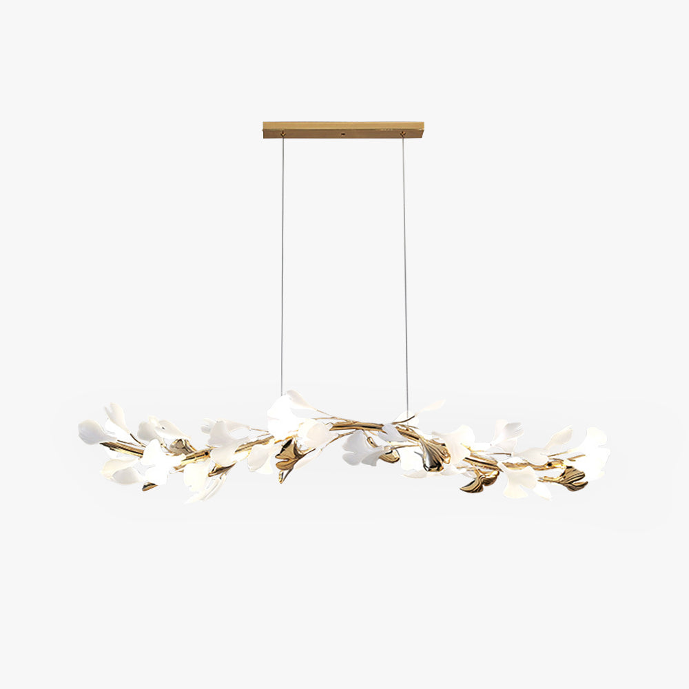 Olivia Luminaires Suspensions Feuille Moderne Céramique/Métal Doré/Blanc Bureau/Salle à Manger - Neutralighting