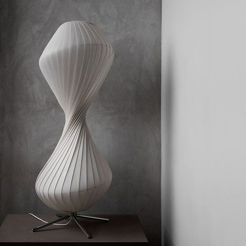 Ritta Lampadaire Plissé Moderne, Métal/Tissu, Blanc, Chambre - Neutralighting