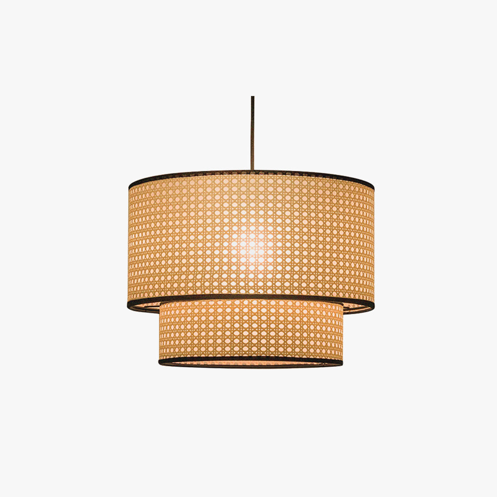 Ritta Suspension Cylindre Moderne, Métal/PVC, Noir/Bois, Salle à Manger - Neutralighting